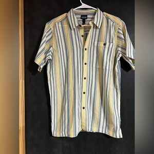 Patagonia Blue and Yellow Striped Button Down Shirt